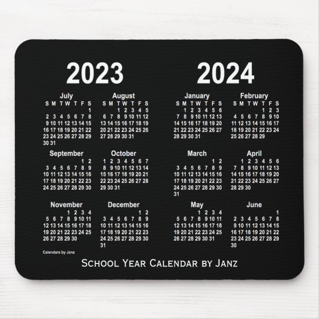 2023-2024 Neon White School Calendar von Janz Mousepad (Vorne)