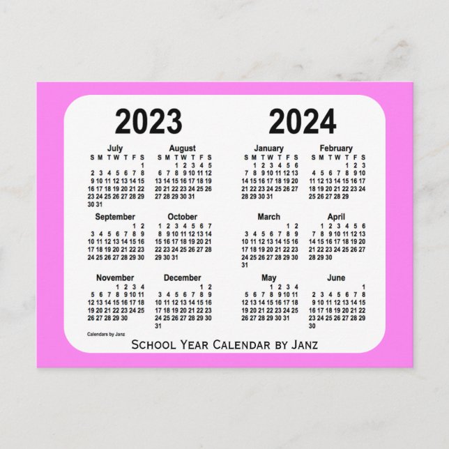 2023-2024 Pink Mini School Calendar by Janz Postkarte (Vorderseite)