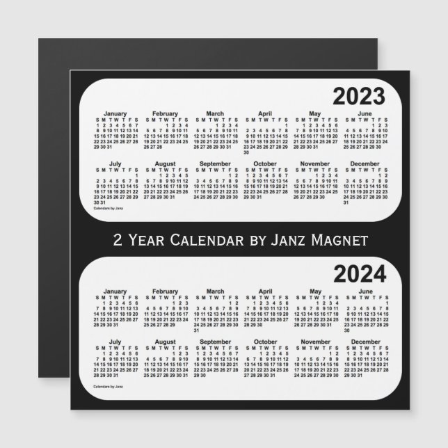 2023-2024 Schwarz-Weiß-Kalender von Janz Magnetkarte (Vorne/Hinten)