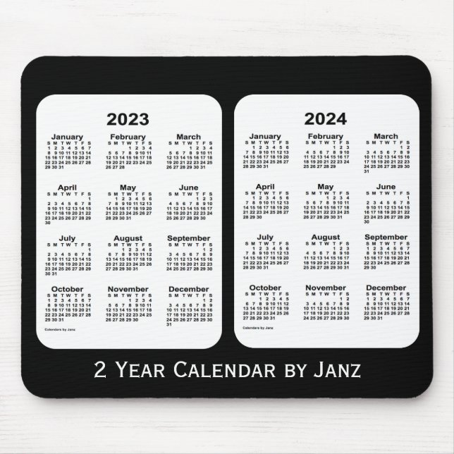 2023-2024 Schwarz-Weiß-Kalender von Janz Mousepad (Vorne)