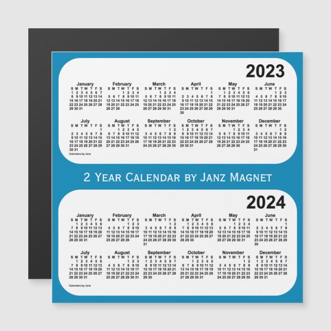 2023-2024 Steel Blue 2 Year Calendar by Janz Magnetkarte (Vorne/Hinten)