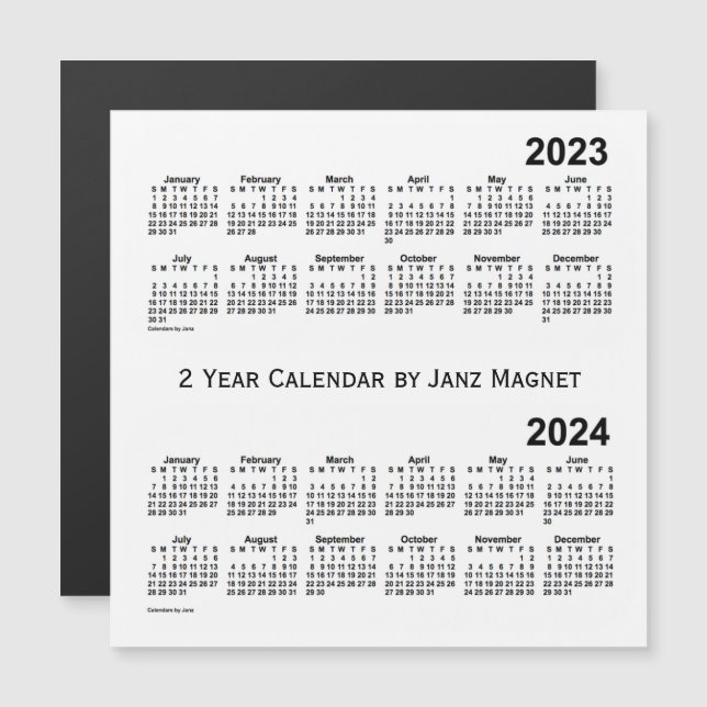 2023-2024 Weißer 2-Jahres-Kalender von Janz Magnet (Vorne/Hinten)