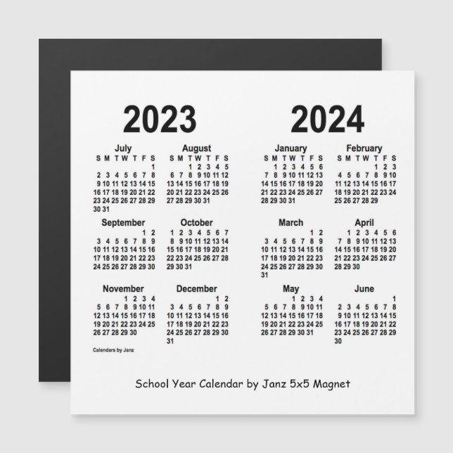 2023-2024 Weißer Schuljahrskalender von Janz Magnetkarte (Vorne/Hinten)