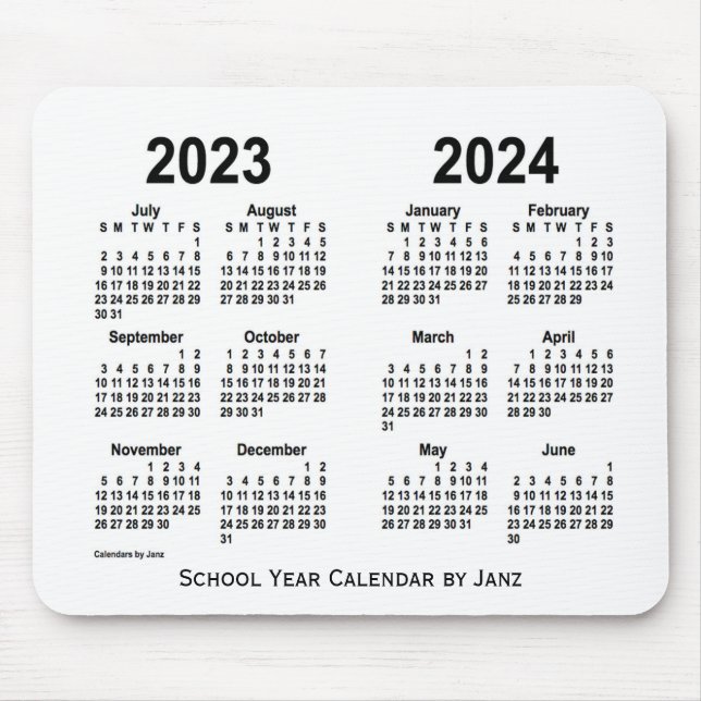 2023-2024 Weißer Schulkalender von Janz Mousepad (Vorne)