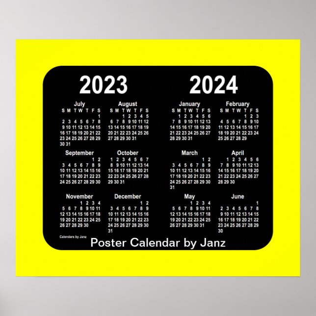 2023-2024 Yellow Neon School Calendar by Janz Poster (Vorne)