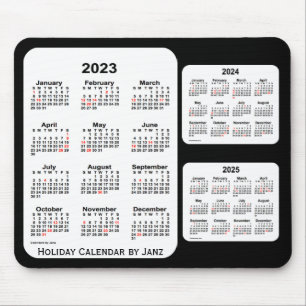 2023-2025 Schwarzer 3-Jahres-Feiertagskalender von Mousepad