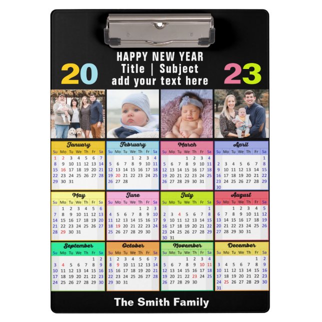 2023-2026 Kalender Custom Family 4 Foto Modern Klemmbrett (Vorderseite)
