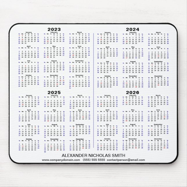 2023 - 2026 Kalender Minimalistisch 4 Jahre Benutz Mousepad (Vorne)