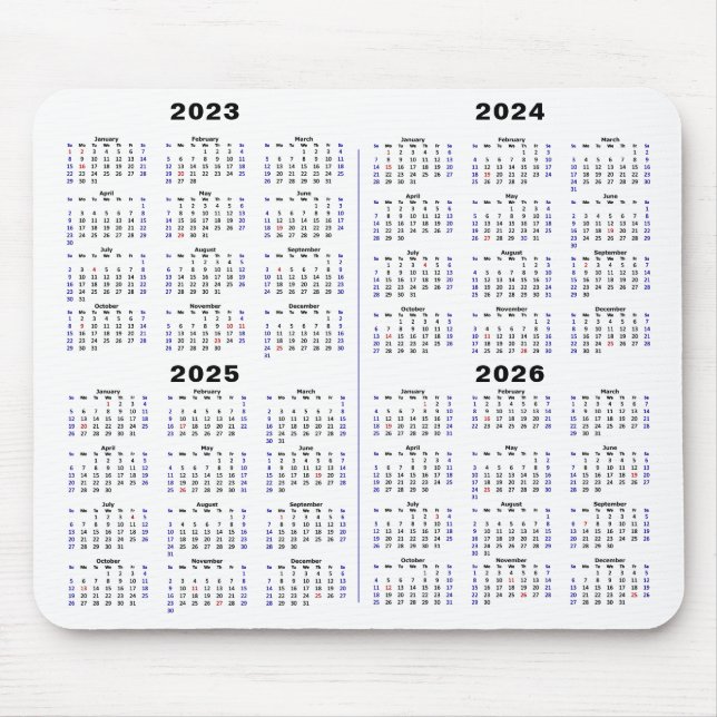 2023 - 2026 Kalender Minimalistisch 4 Jahre Kalend Mousepad (Vorne)