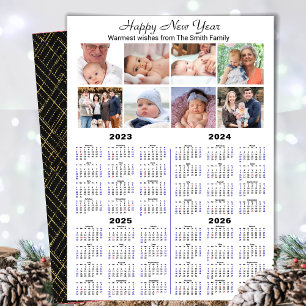 2023 - 2026 Kalender Moderne Familie 8 Foto Collag Feiertagskarte
