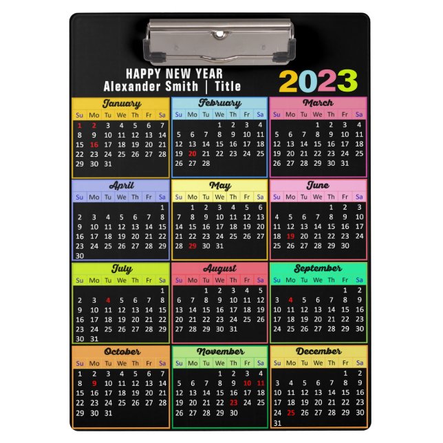 2023-2026 Kalender Moderne Minimalistische Farben Klemmbrett (Vorderseite)