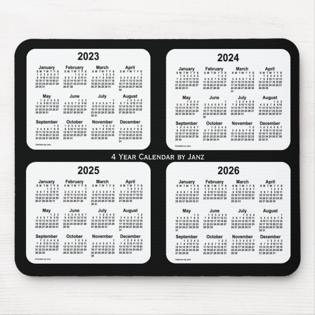 2023-2026 Schwarz-Weiß-Kalender von Janz Mousepad (Vorne)