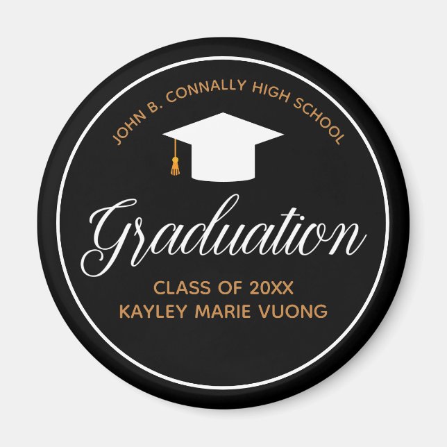 2023 Abschluss Black Gold Personalisiert Graduate Magnet (Vorne)