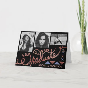2023 Abschluss Foto Collage Rose Gold Typografie Karte