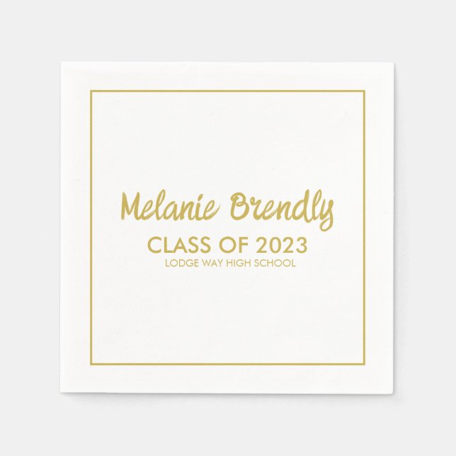 2023 Abschluss-Gold-Pinselskript Serviette (Vorderseite)