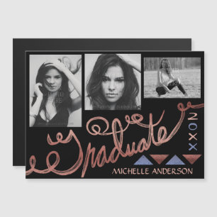 2023 Abschluss Imitate Rose Gold Text FotoCollage Magneteinladung