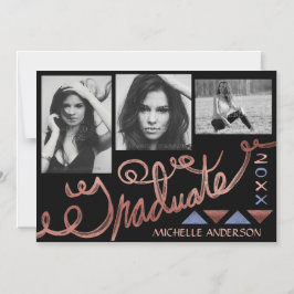 2023 Abschluss Imitate Rose Gold Text FotoCollage Magneteinladung