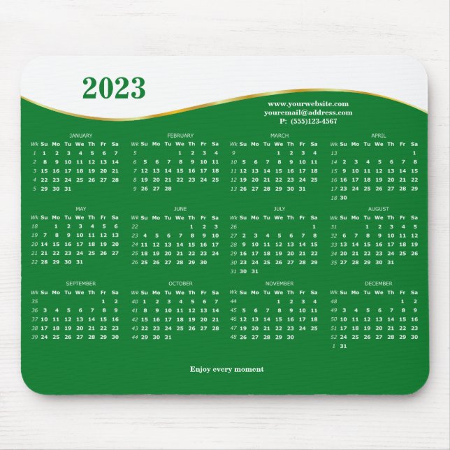 2023 auf der grünen und weißen Maus Pad Mousepad (Vorne)