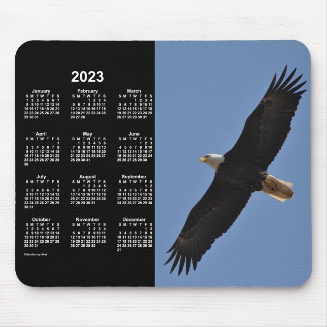 2023 Bald Eagle Neon Calendar von Janz Mouse Pad Mousepad (Vorne)