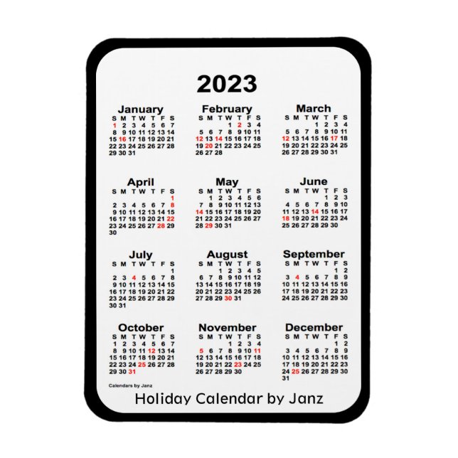 2023 Black Holiday Calendar von Janz Magnet (Vertikal)