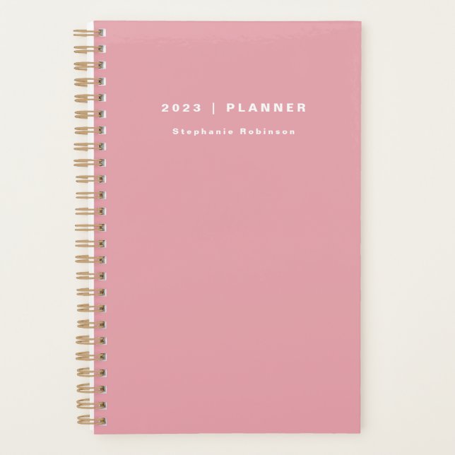 2023 Blush Pink wöchentlich Monatlich Minimalistis Planer (Vorderseite)