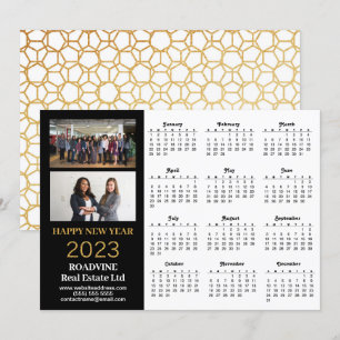 2023 Business 2 Foto Moderner Goldskriptkalender Feiertagskarte