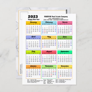 2023 Business Calendar Modernes, grau-schwarzes Sk Postkarte