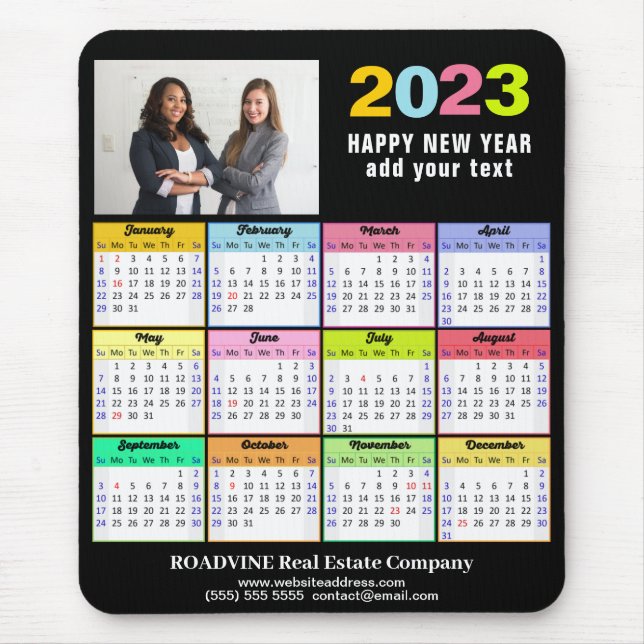 2023 Calendar Business Foto Custom Modern Mousepad (Vorne)