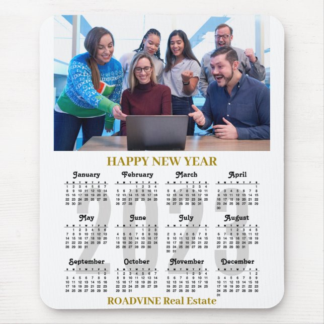 2023 Calendar Business Foto Gold Typography Mousepad (Vorne)