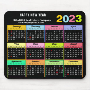 2023 Calendar Business Modern Custom White Black Mousepad