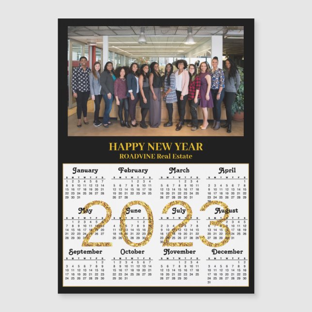 2023 Calendar Business Modernes Gold Foto Magnet (Vorderseite)