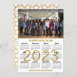 2023 Calendar Business Modernes Gold Script Foto Feiertagskarte