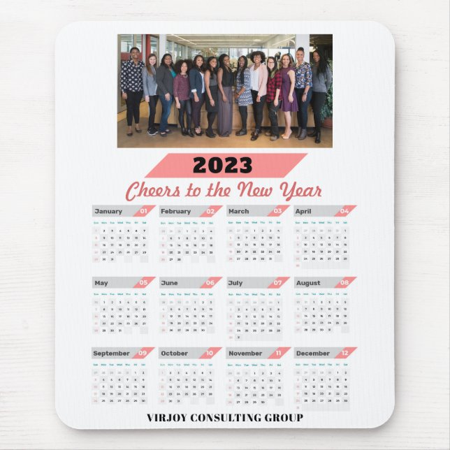 2023 Calendar Corporate Rose Gold Foto Mousepad (Vorne)
