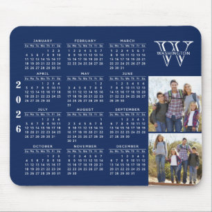 2023 Calendar Foto Navy Blue Mit Monogramm Mousepad