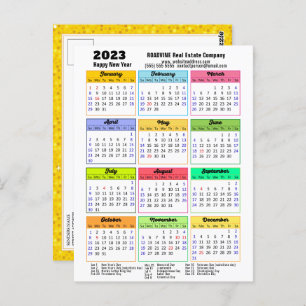 2023 Calendar Gold Glitzer Modernes Drehbuch Corpo Postkarte