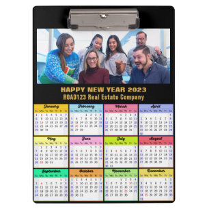 2023 Calendar Gold Script Business Foto Custom Klemmbrett