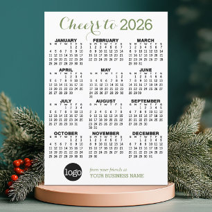2023 Calendar Green White Business - Holiday Card Einladung
