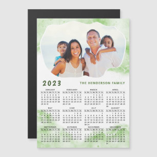 2023 Calendar Magnet Foto Familie Name Grün Weiß