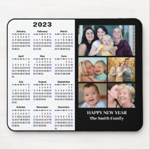 2023 Calendar Minimalist 5 Family Photo Modern Mousepad