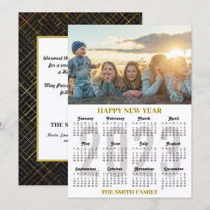 2023 Calendar Modernes Foto mit Golden und Schwarz Feiertagskarte