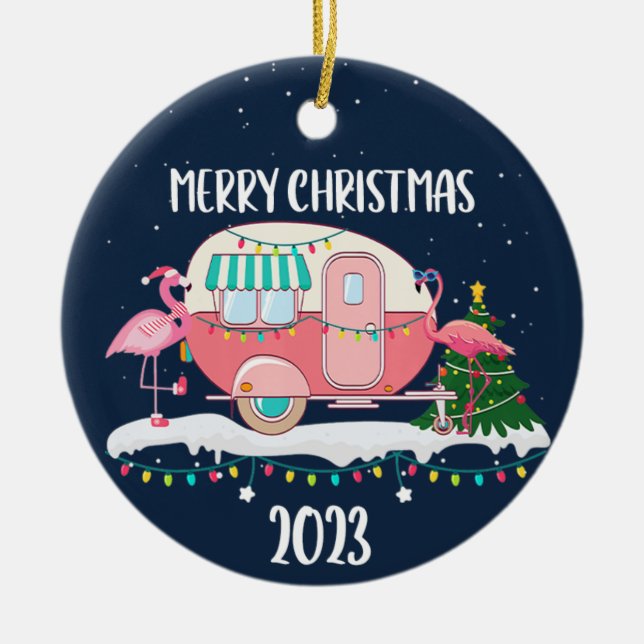 2023 Camper Flamingo Weihnachtsschmuck (Vorne)