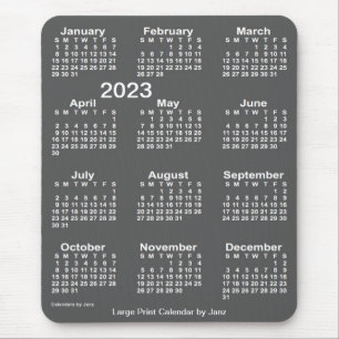 2023 Charcoal Large Print Calendar by Janz Mousepad