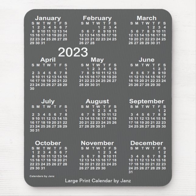 2023 Charcoal Large Print Calendar by Janz Mousepad (Vorne)