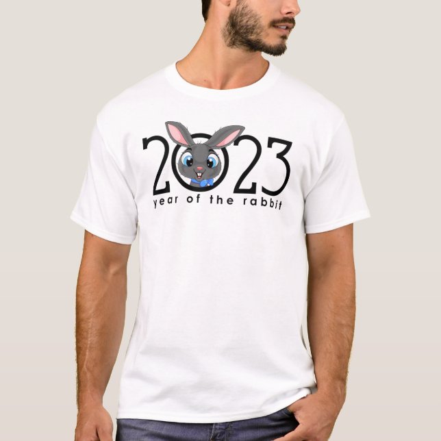 2023 Chinesischer Neujahrsfest Cartoon Kaninchen T T-Shirt (Vorderseite)