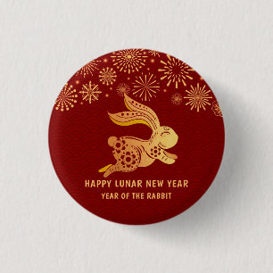 2023 Chinesisches Neujahr Papier-Schnitt Zodiac Ra Button