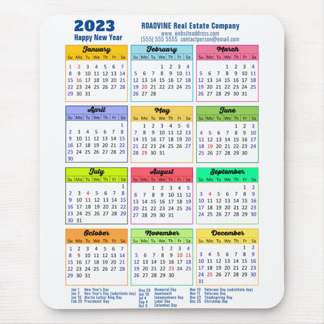 2023 Colorful Calendar Mousepad (Vorne)