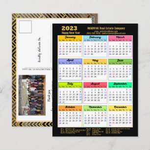 2023 Corporate Black Gold Modernes Calendar Foto Postkarte