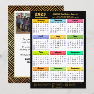 2023 Corporate Foto Gold Script Moderner Kalender Feiertagskarte