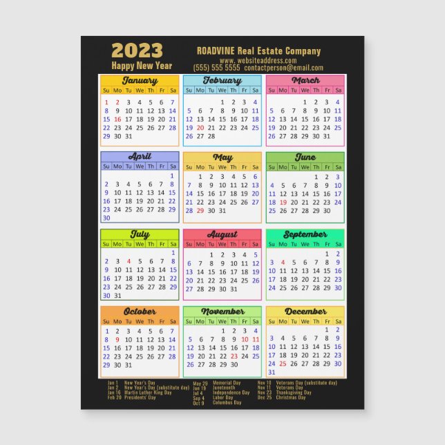 2023 Corporate Gold Script Modern Calendar Magnet (Vorderseite)