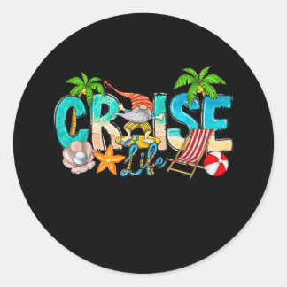 2023 Cruise Life Family Vacation Beach Gnome Match Runder Aufkleber